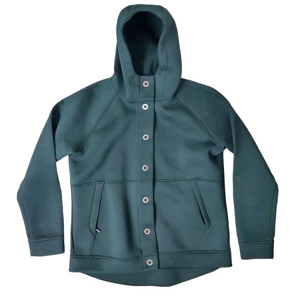 THE NORTH FACE Jacket Womens Large Green Hooded Snap Button Outdoor Outerwear - Picture 1 of 10